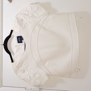 Marchesa Notte Crop Short Sleeve Blouse